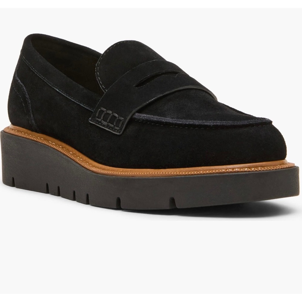 New Blondo Black Waterproof Suede Penny Loafers Comfort Slip-On Shoes Preppy 10.